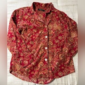 Ralph Lauren Red Paisley Pajama Top